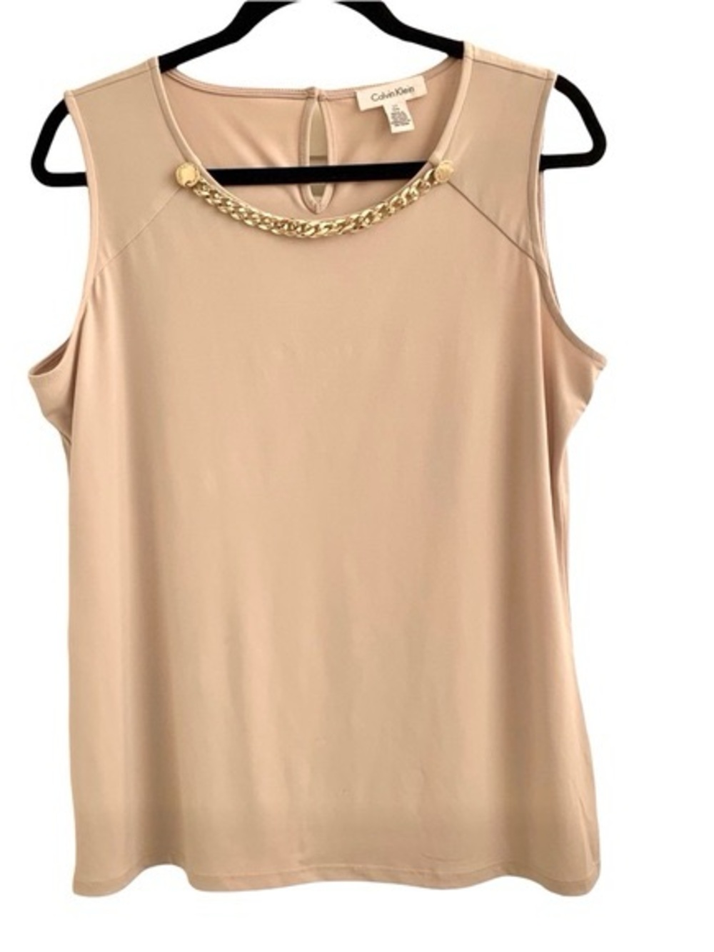 Calvin Klein Beige Sleeveless Chain-Neck Camisole